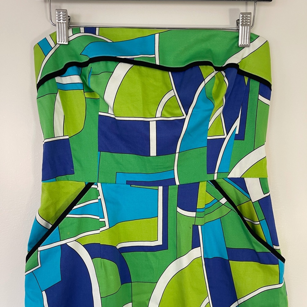 Maggy London NWT $118 Geometric Print Strapless Sheath Dress Women Size 6 - Picture 3 of 7